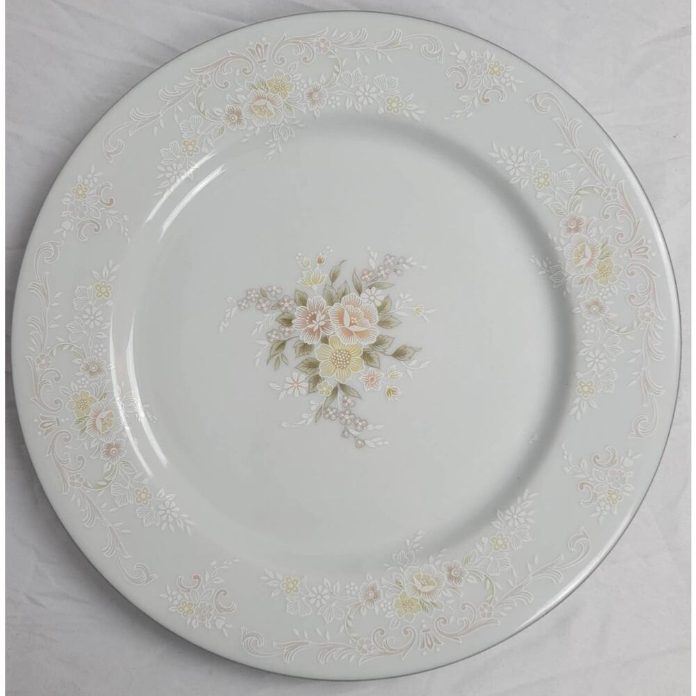 Crescent Fine China Jie Pai Dinner Plate Painted Golden Flowers and Accents